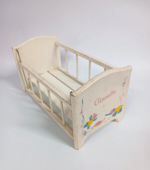 Vintage 1950s Vogue Ginnette Baby Doll Wooden Bed Crib Furniture